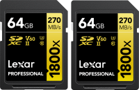 Lexar Professional 1800x SDXC U3 (V60) UHS-II R280/W210 64GB 2pack