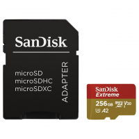SanDisk microSDXC Extreme 256GB 160 MB/s A2 C10 V30 UHS-I U3, adaptr