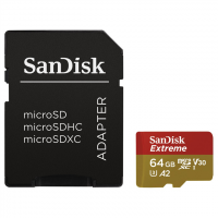 SanDisk microSDXC Extreme 64GB 160 MB/s A2 C10 V30 UHS-I U3, adaptr