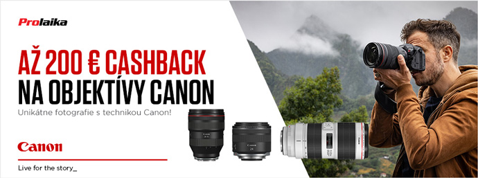 Až 200 € Cashback na vybrané objektívy Canon