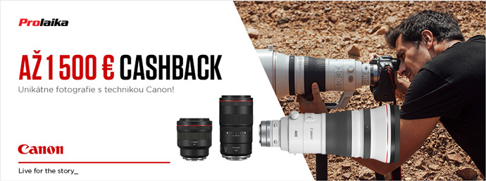 Až 1500 € Cashback na vybrané objektívy Canon RF