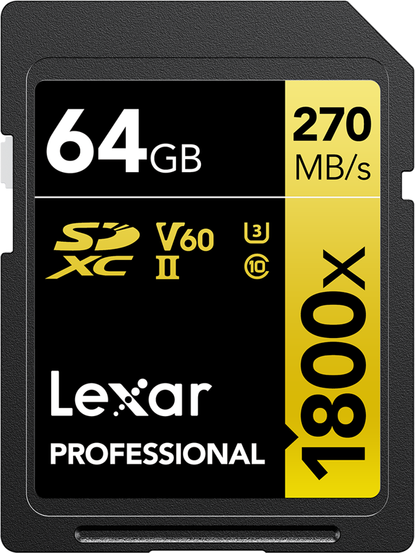 Lexar Pro 1800x SDXC U3 (V60) UHS-II R270/W180 64GB