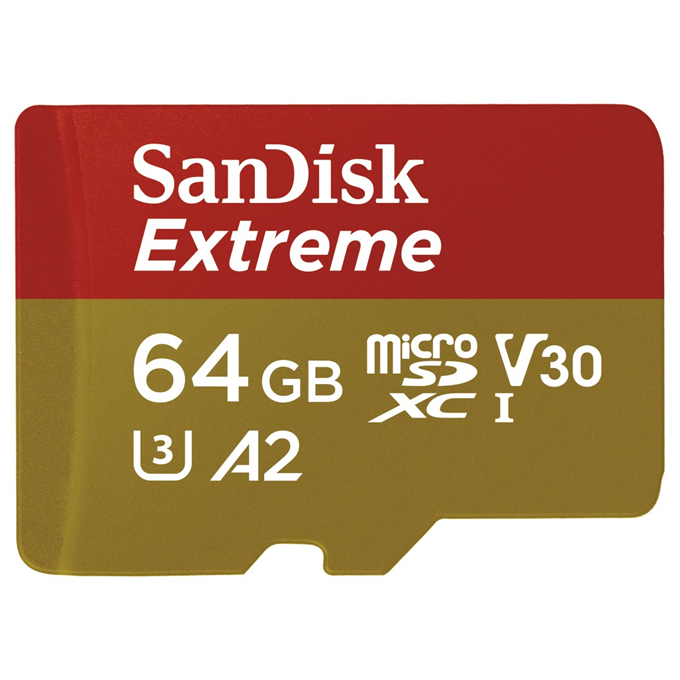 SanDisk Extreme microSDXC 64GB 160 MB/s A2 C10 V30 UHS-I U3, adapt�r