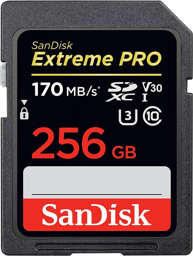 SanDisk SDXC Extreme PRO 256GB UHS-I (U3, Class 10) R: 170 MB/s, W: 90 MB/s V30
