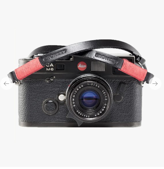Bronkey Tokyo 101 - Black & Red leather camera strap 120cm