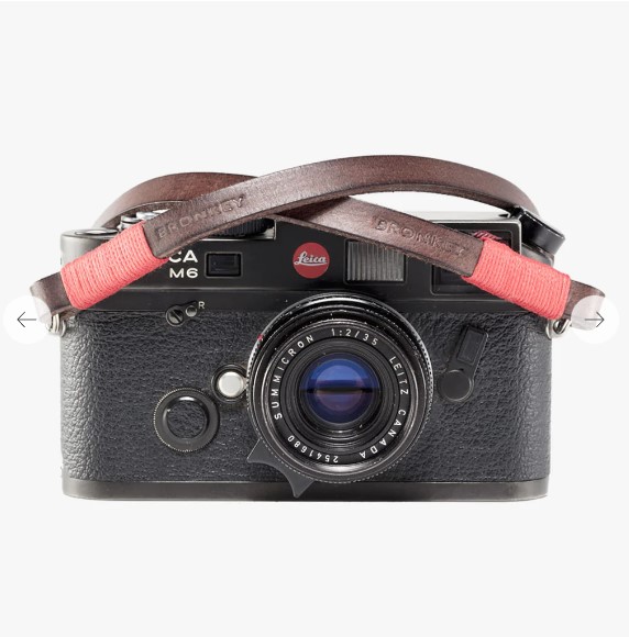 Bronkey Tokyo 102 - Brown & Red leather camera strap 95cm
