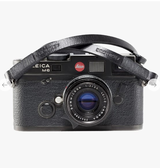 Bronkey Tokyo 104 - Black & black leather camera strap 95cm
