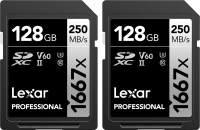 Lexar Professional 1667X SDXC U3 (V60) UHS-II R250/W120 128GB 2pack