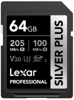 Lexar SDXC Professional SILVER Plus 1066x UHS-I/U3/A2/4K R205/W100 (V30) 64GB