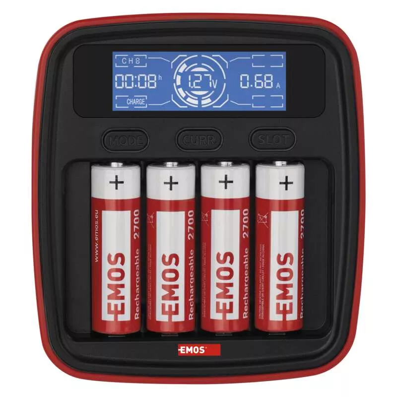EMOS Smart Battery Charger BCN-42D + 4AA 2700, nabjaka batri profi