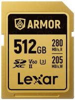 Lexar SDXC 512GB ARMOR Gold UHS-II U3, Stainless Steel, IP68 R280/W210 (V60)
