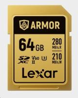 Lexar SDXC 64GB ARMOR Gold UHS-II U3, Stainless Steel, IP68 R280/W210 (V60)