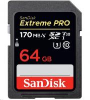 SanDisk SDXC Extreme PRO 64GB Class 10, UHS-I U3 V30 - R: 170MB/s, W: 90MB/s