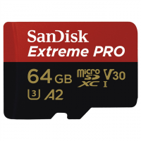 SanDisk microSDXC Extreme PRO 64GB Class 10, UHS-I U3 V30, A2 - R: 170MB/s, W: 90MB/s +Ada