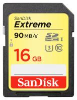 SanDisk SDHC Extreme 16GB Class 10, UHS-I U3 - R: 90MB/s, W: 40MB/s