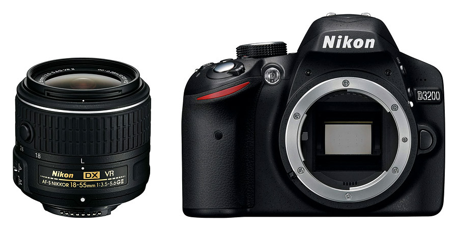 Nikon D3200 + AF-S DX Nikkor 18-55mm f/3.5-5.6G ED VR II, ierny kit