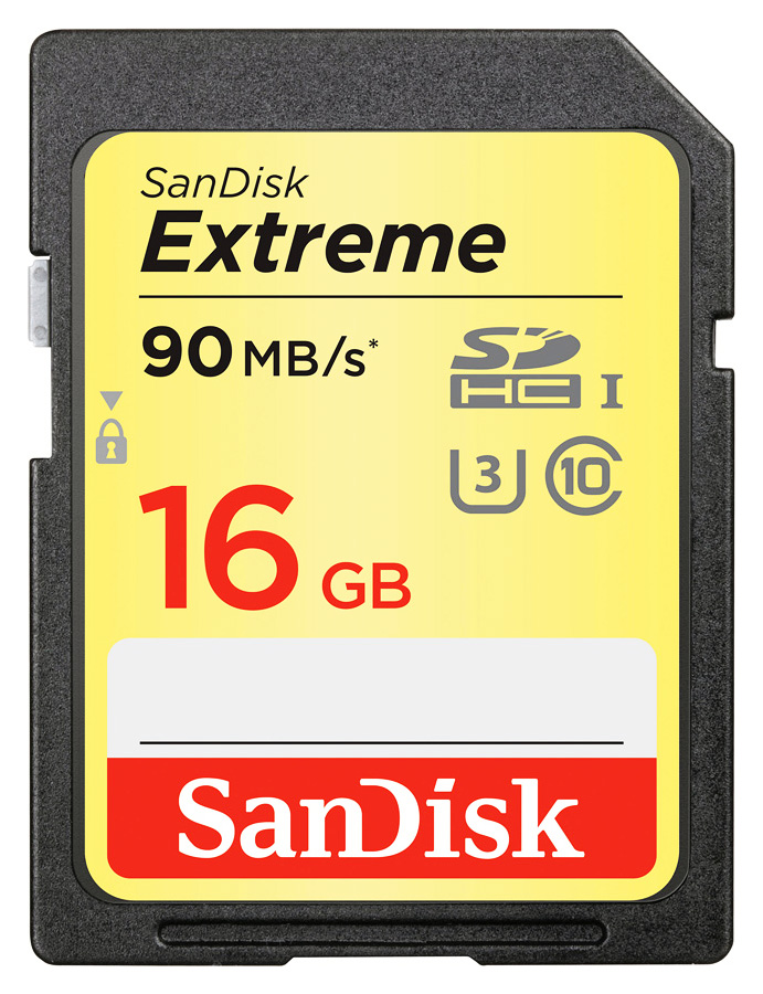 SanDisk SDHC Extreme 16GB Class 10, UHS-I U3, R: 90MB/s, W: 40MB/s
