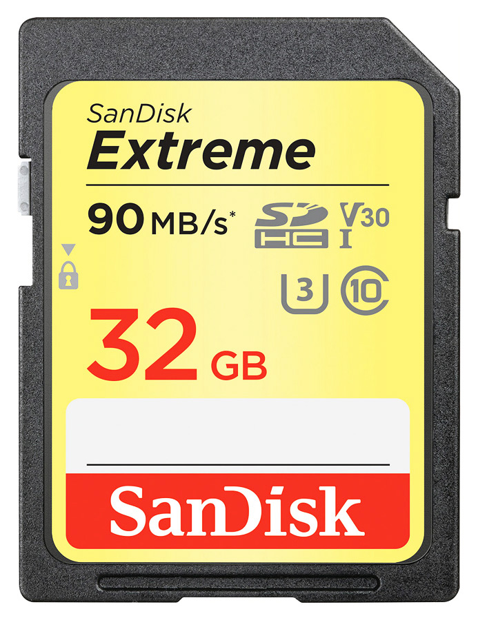 SanDisk SDHC Extreme 32GB Class 10, UHS-I U30 V30, R: 90MB/s, W: 40MB/s